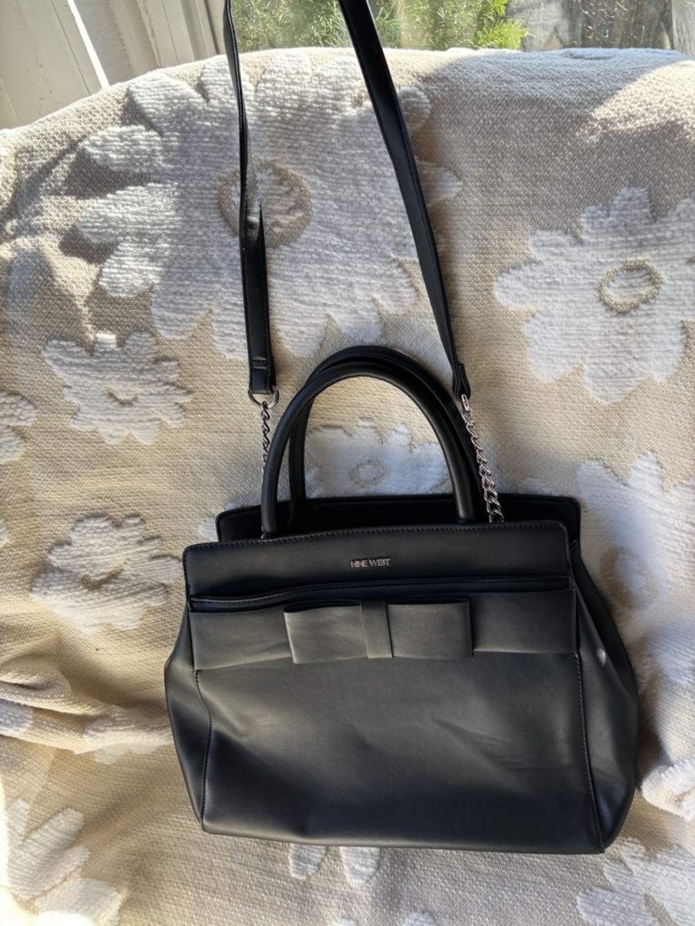 Nine West Black Bow-Detail Satchel - Picture 9 of 9
